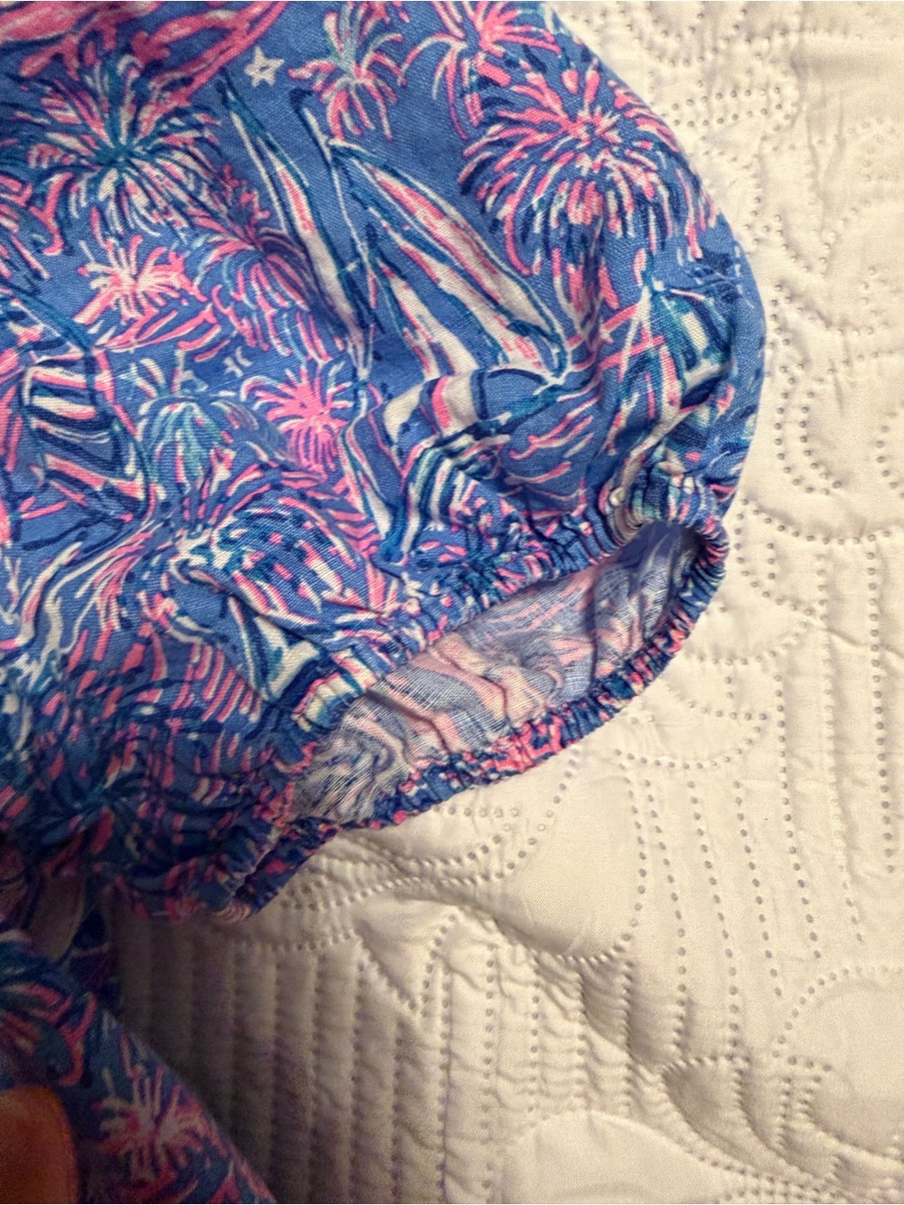 Lilly Pulitzer Blue & Pink Sailboat Smocked Off (or On) Shoulder Top - Picture 8 of 12